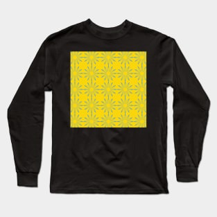Blue star shaped flowers on yellow background Long Sleeve T-Shirt